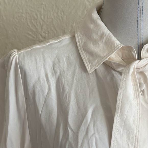 Frame Off White Silk Tie Neck Blouse Shirt Medium - Picture 7 of 14
